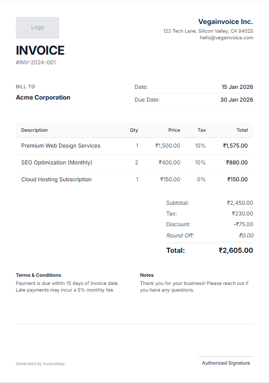 Standard Invoice Template