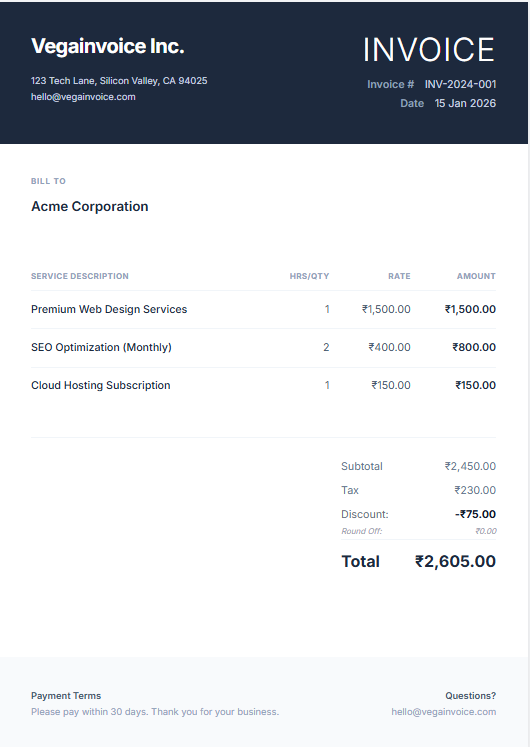 Service Invoice Template