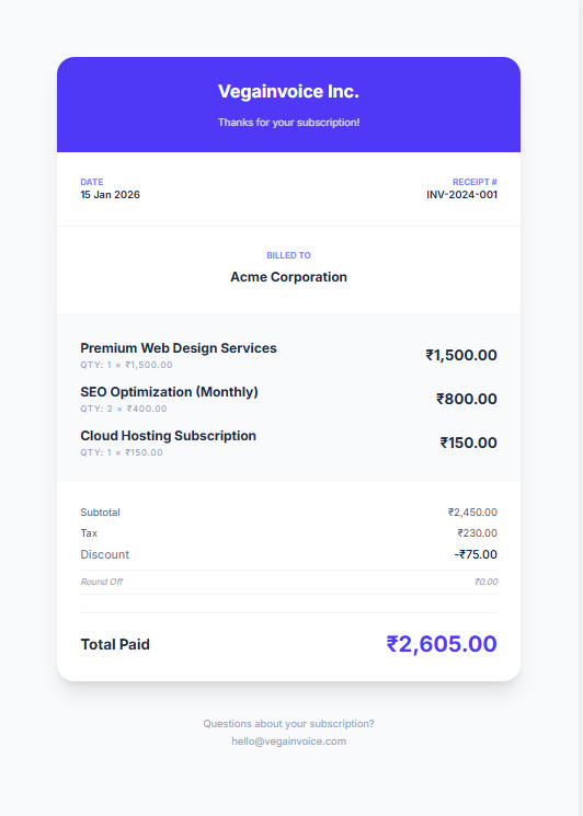Subscription Invoice Template