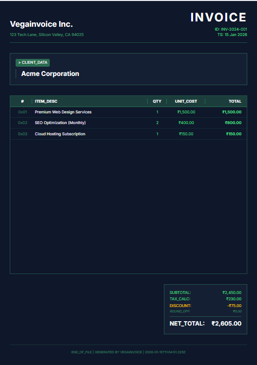 Tech Invoice Template